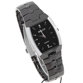 BuySKU58101 Rhinestones Decoration Vogue Quartz Wrist Watch with Stainless Steel Watchband for Male (Black)
