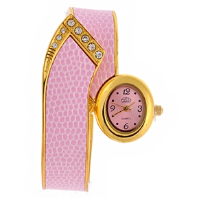 BuySKU57764 Rhinestones Quartz Wrist Watch with Metal Band for Female (Pink & Golden)