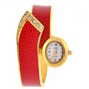 BuySKU57763 Rhinestones Quartz Wrist Watch with Metal Band for Female (Red & Golden)