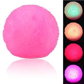 BuySKU61575 Romantic Rose Pattern Decorated Round Shaped Color Changing LED Mini Night Lamp (Rose Pink)