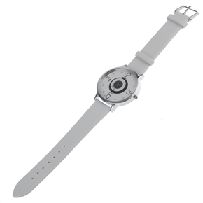 BuySKU57599 Round Case White Dial Wrist Watch with PU Leather Band (White)