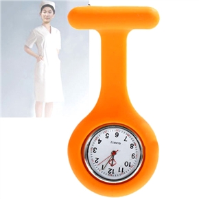 BuySKU58028 Round Silicone Nurse Quartz Wrist Watch with Brooch Pin (Orange)