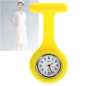 BuySKU57927 Round Silicone Nurse Quartz Wrist Watch with Pin (Yellow)