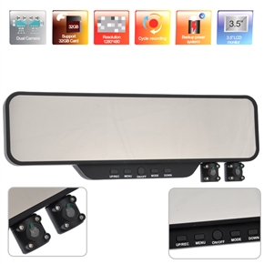 BuySKU57378 X888A Dual Camera HD Car Blackbox Car DVR with Rear-view Mirror (Black)