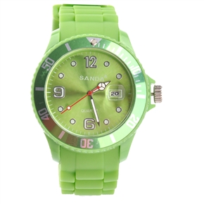 BuySKU66254 SANDA Round Dial Sports Quartz Wrist Watch with Date & Silicone Band (Green)