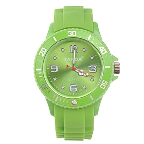 BuySKU66243 SANDA Round Dial Sports Quartz Wrist Watch with Silicone Wristband (Green)