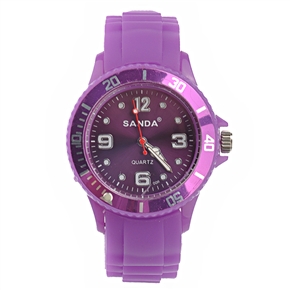 BuySKU66240 SANDA Round Dial Sports Quartz Wrist Watch with Silicone Wristband (Purple)