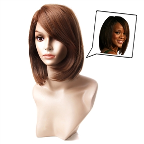 BuySKU67439 SS040 Vogue Shoulder-length Short Straight Style Synthetic Fiber Women's Wig with Side Bangs (Red Brown)