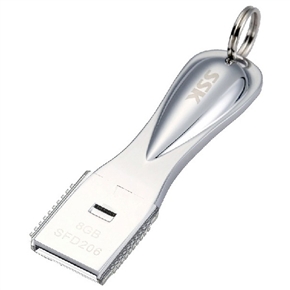 BuySKU65240 SSK E7 SFD206 Water-drop Style Metal Waterproof 8GB USB 2.0 Flash Drive U-disk with Key Ring (Silver)
