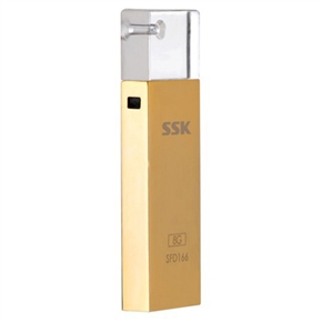 BuySKU65236 SSK SFD166 8GB High-speed USB 2.0 Flash Drive Mini U-disk with Chain (Golden)