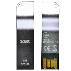 BuySKU65238 SSK SFD199 Waterproof Design 4GB Encrypted USB 2.0 Flash Drive Ultra-thin U-disk with Key Ring (Silver)