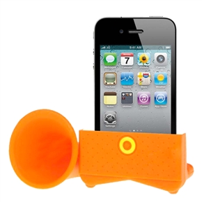 BuySKU64052 Silicone Horn Stand Amplifier Speaker for iPhone 4 (Orange)
