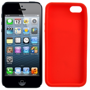 BuySKU67597 Smooth Face Soft Silicone Protective Back Case Cover for iPhone 5 (Red)