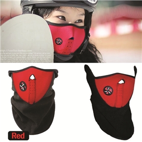 BuySKU65250 Soft Neoprene & Thermal Fleece Winter Outdoor Protective Neck Warmer Face Mask (Black & Red)