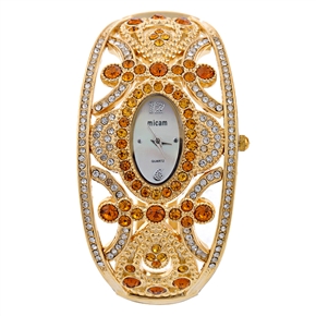 BuySKU58191 Splendid Golden Crown Style Bracelet Watch with Golden Rhinestone