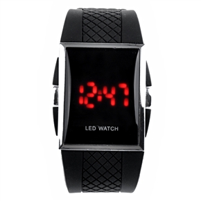 BuySKU58161 Sports Digital LED Watch with Red LED Display Rubble Band Quartz Watch Wrist Watch (Black)