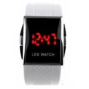 BuySKU58162 Sports Digital LED Watch with Red LED Display Rubble Band Quartz Watch Wrist Watch (White)
