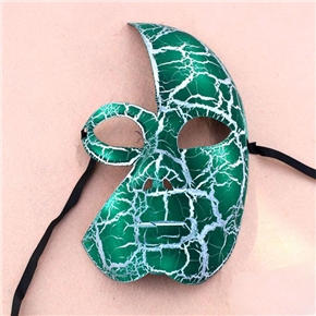 BuySKU61804 Spray Paint Crack Half Face Mask for Ball Party All Saints' Day - 5pcs/pack (Green)