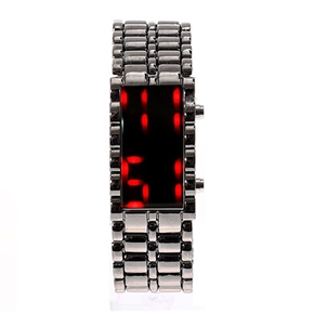 BuySKU58386 Stainless Steel LED Digital Watch for Female with Red Light Display