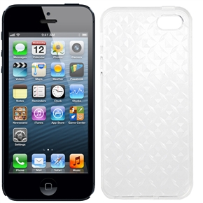 BuySKU67594 Stylish 3D Diamond Pattern Soft TPU Protective Back Case Cover for iPhone 5 (Transparent)