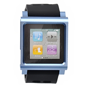 BuySKU64399 Stylish Aluminum Alloy Wrist Watch Case Cover with Silicone Band for iPod Nano 6th Generation (Blue)