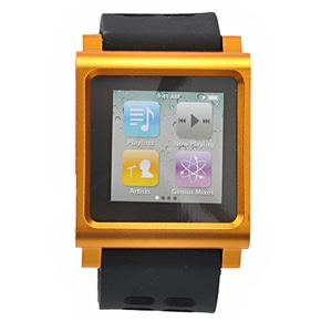 BuySKU64397 Stylish Aluminum Alloy Wrist Watch Case Cover with Silicone Band for iPod Nano 6th Generation (Golden)