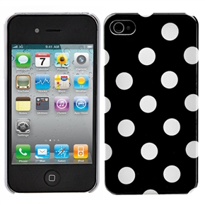 BuySKU67313 Stylish Dots Pattern Style Hard Plastic Protective Back Case Cover for iPhone 4 /iPhone 4S (White & Black)