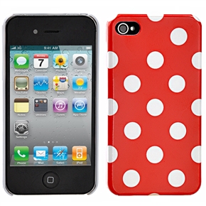 BuySKU67311 Stylish Dots Pattern Style Hard Plastic Protective Back Case Cover for iPhone 4 /iPhone 4S (White & Red)