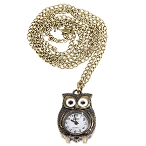 BuySKU58050 Stylish Europe Owl Design Copper Pocket Watch with Chain Belt