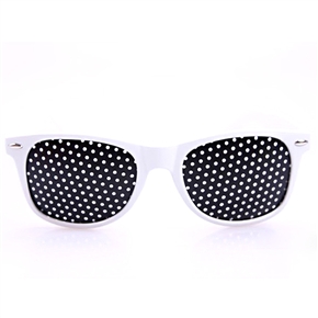 BuySKU67244 Stylish Eyes Care Pinhole Glasses Eyesight Correction Eyeglasses Eyewear with Plastic Frame (White)
