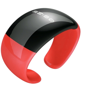 BuySKU64451 Stylish Ladies Bluetooth Vibrating Bracelet with Caller ID & LED Time Display (Black & Red)