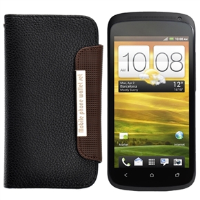 BuySKU64353 Stylish Left-right Open Style Protective PU Case Cover with Card Holder for HTC One S (Black)