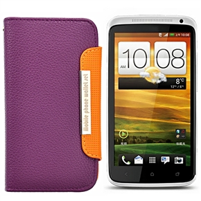 BuySKU64358 Stylish Left-right Open Style Protective PU Case Cover with Card Holder for HTC One X (Purple)