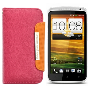 BuySKU64357 Stylish Left-right Open Style Protective PU Case Cover with Card Holder for HTC One X (Rosy)
