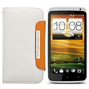 BuySKU64361 Stylish Left-right Open Style Protective PU Case Cover with Card Holder for HTC One X (White)