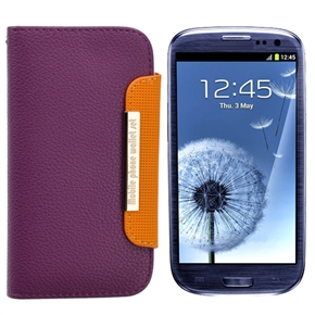 BuySKU65156 Stylish Left-right Open Style Protective PU Case Cover with Card Holder for Samsung Galaxy SIII /I9300 (Purple)
