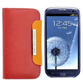 BuySKU65153 Stylish Left-right Open Style Protective PU Case Cover with Card Holder for Samsung Galaxy SIII /I9300 (Red)