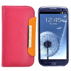 BuySKU65154 Stylish Left-right Open Style Protective PU Case Cover with Card Holder for Samsung Galaxy SIII /I9300 (Rosy)