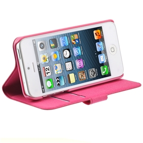 BuySKU67879 Stylish Left-right Open Style Ultra-thin PU Protective Case Cover with Inner Hard Back Case & Stand for iPhone 5 (Rosy)