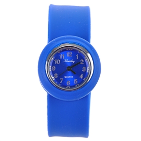 BuySKU57555 Stylish Pat Silicone Rubber Band Quartz Wrist Watch with Round Case for Female (Blue)