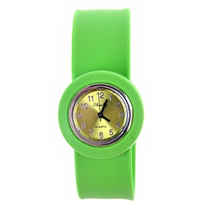 BuySKU57554 Stylish Pat Silicone Rubber Band Quartz Wrist Watch with Round Case for Female (Green)