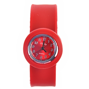 BuySKU57552 Stylish Pat Silicone Rubber Band Quartz Wrist Watch with Round Case for Female (Red)