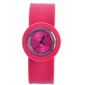 BuySKU57550 Stylish Pat Silicone Rubber Band Quartz Wrist Watch with Round Case for Female (Rose Red)