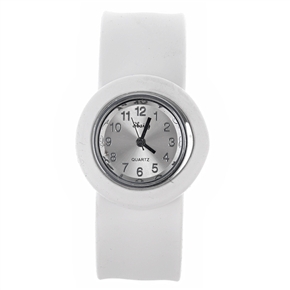 BuySKU57556 Stylish Pat Silicone Rubber Band Quartz Wrist Watch with Round Case for Female (White)