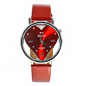 BuySKU57831 Stylish Red Heart Design Wrist Watch with Leather Band