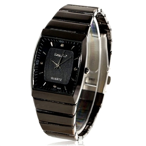 BuySKU57999 Stylish Stainless Steel Watchband Quartz Wrist Watch with Silver Hour Hands (Black)