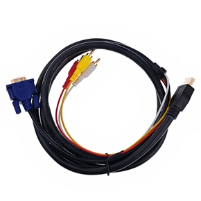 BuySKU17971 Super Speed 1.8 Meters HDMI to VGA + 3 RCA Cable Multimedia Interface (Black)