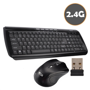 BuySKU66311 T03 2.4GHz 10M Multimedia Wireless Mouse and Keyboard Set with USB Nano Receiver (Black)