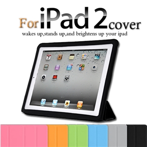 BuySKU60533 Thin and Durable Leather Case Smart Cover Shell for iPad 2 (Black)