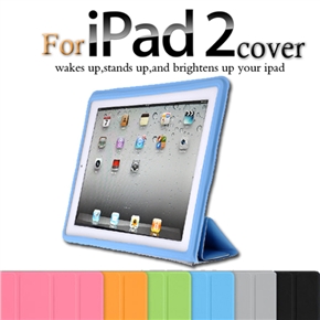BuySKU60467 Thin and Durable Leather Case Smart Cover Shell for iPad 2 (Blue)